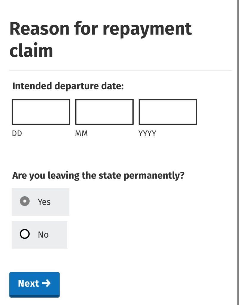 reason for repayment